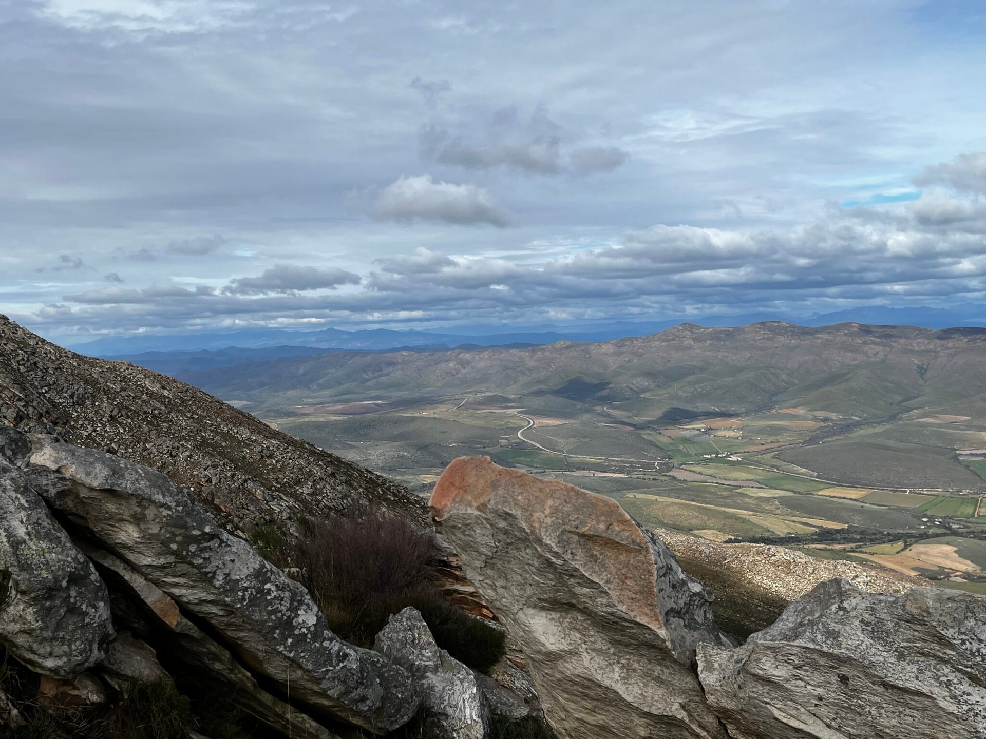 Panoramic views over the Karoo, South Africa. Seen on the first stretch of driving the Swartberg Pass, from Little Karoo to Great Karoo.