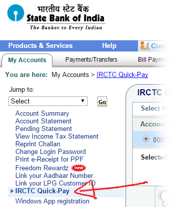 SBI IRCTC Quick Pay Registration sbi-register-irctc-quick-pay