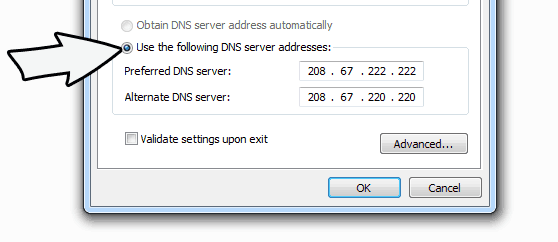 OpenDNS Settings IPv4 OpenDNS Settings IPv4