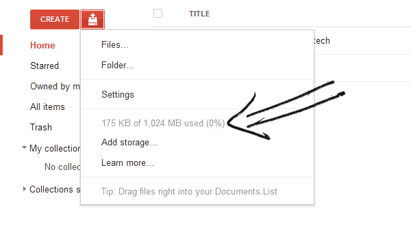 Default storage space of 1 GB in Google Docs Default storage space of 1 GB in Google Docs