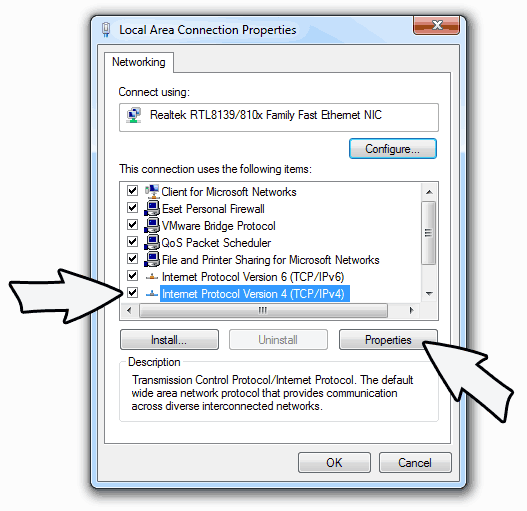 Internet Protocol Version 4 (TCP/IPv4) Internet Protocol Version 4 (TCP/IPv4)