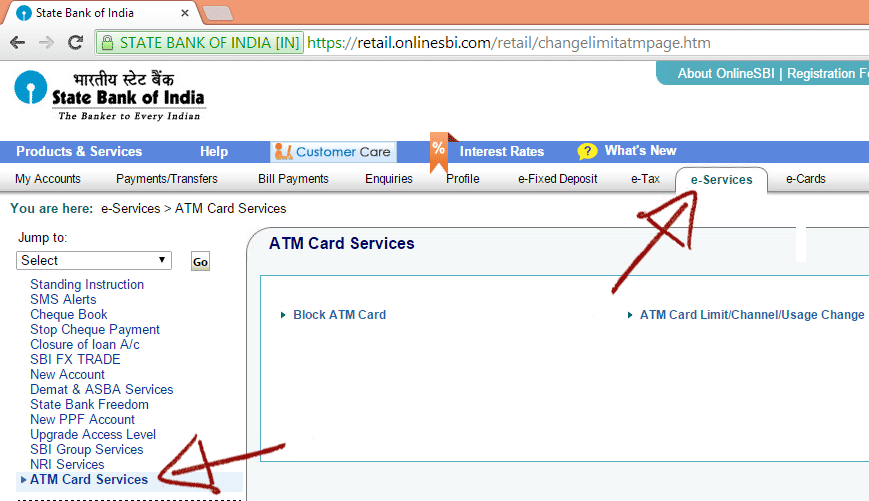 SBI Debit Card Services sbi-card-services