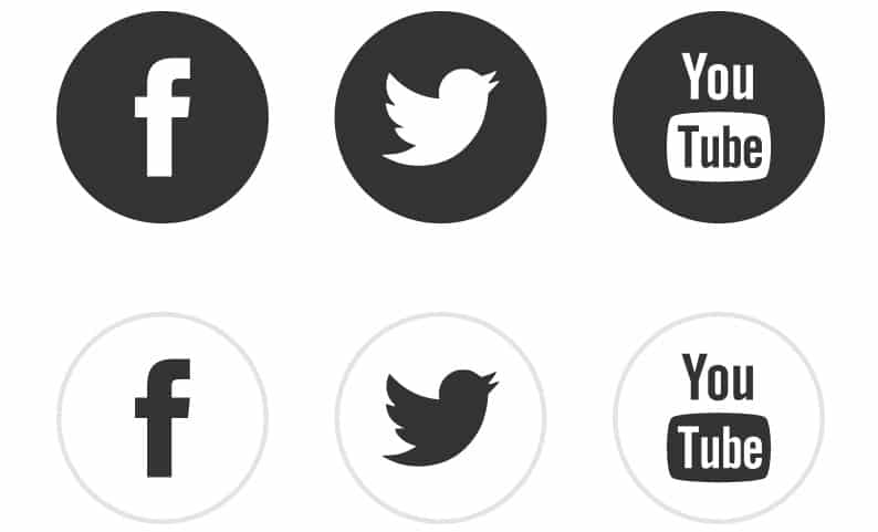 T Social Media Icons x 3
