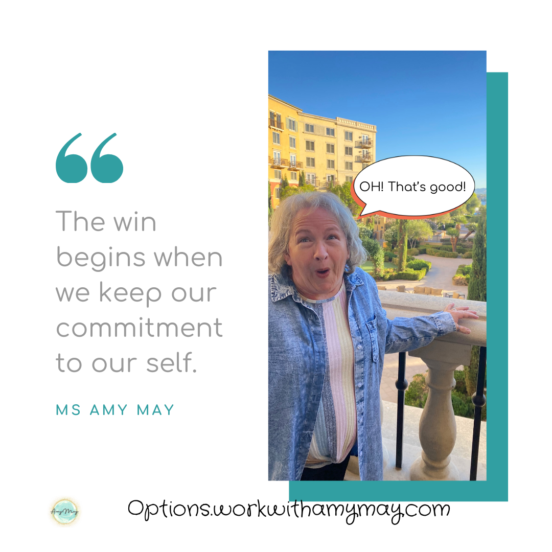 Photo of Amy outside with a large building and trees behind - with her mouth open saying "Oh!" and quote from Ms Amy May