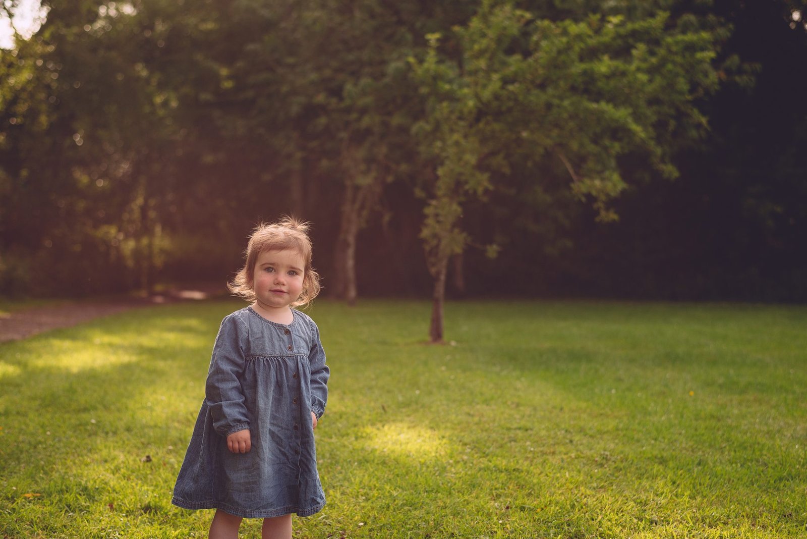 Capturing Moments: The Art of Professional Photography in Ballymoney 1 A little girl in a blue dress captured by a Northern Ireland family photographer.