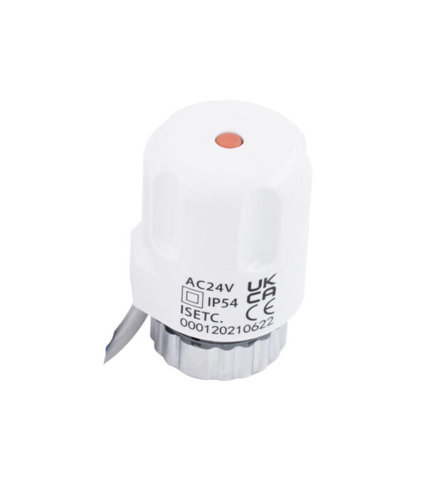 White valve connected to wire, 24v actuator