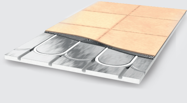 EPS panels with aluminium layer on top under tile flooring