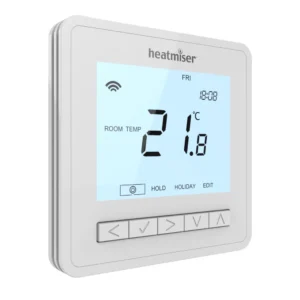 Wireless Remote-controlled Heatmiser neoStat WiFi Thermostat for heater, providing convenient temperature adjustments.