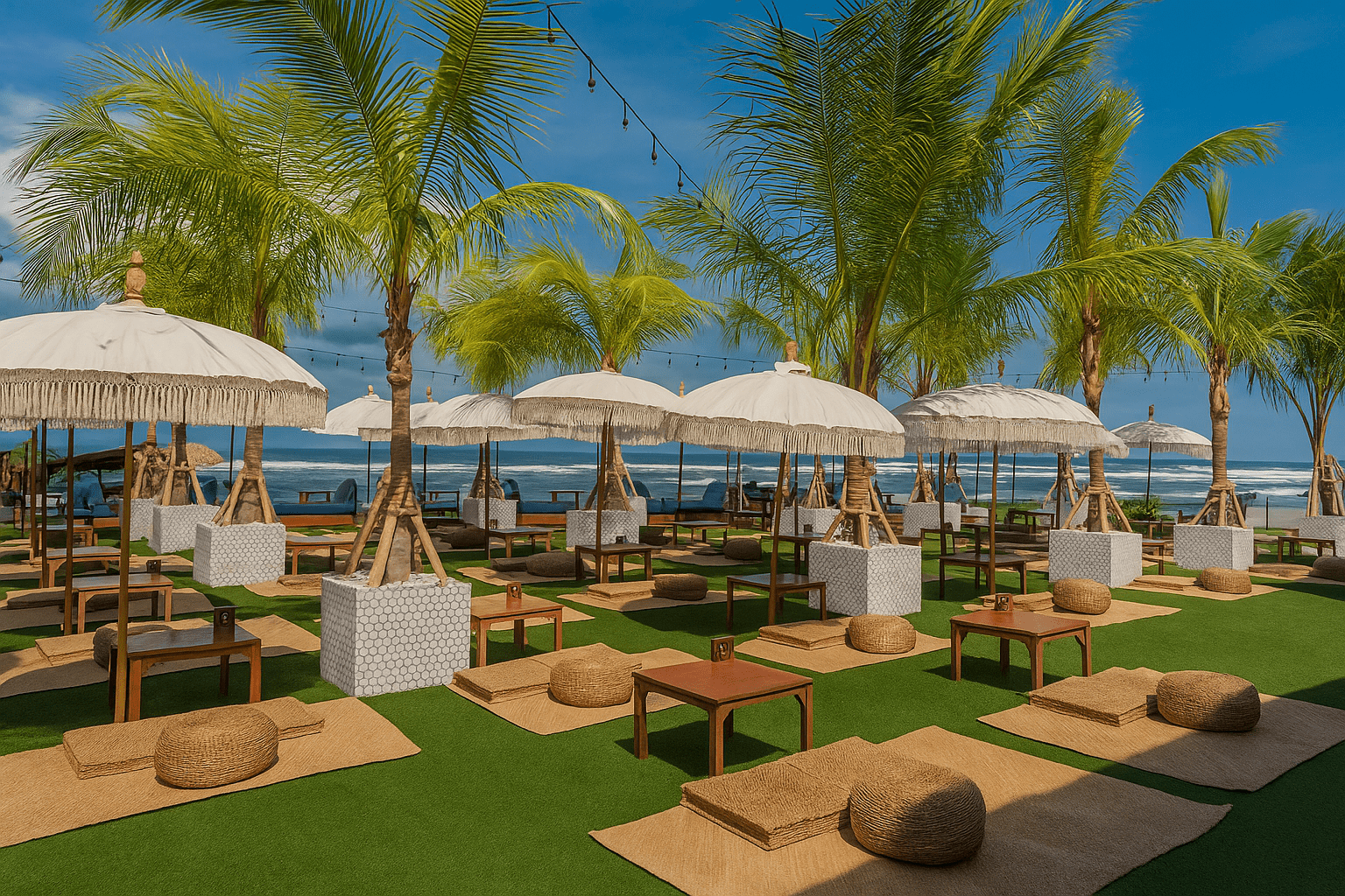 A Foodie's Guide To Top 1 Best Restaurants in Bali 2 Beachfront dining at The Lawn Canggu with ocean views and sunset vibes