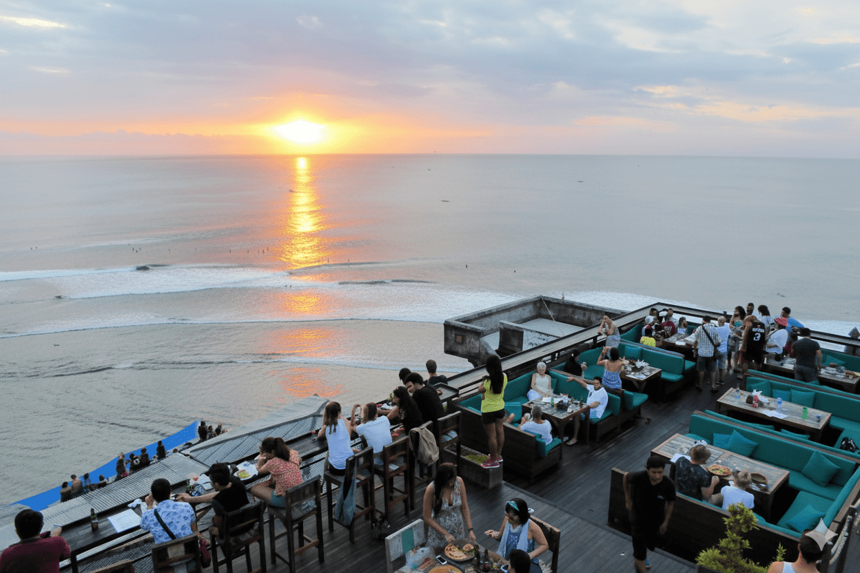 A Foodie's Guide To Top 1 Best Restaurants in Bali 5 Clifftop bar view at Single Fin Uluwatu overlooking the Indian Ocean