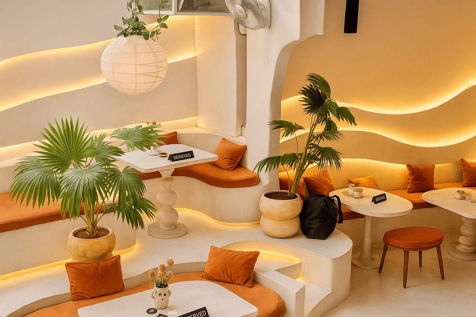 Restaurants with a View in Ubud: Best Scenic Spots 1 THIS IS BALI: Warm and cozy dining space with dominant white tones and soft ambient lighting.