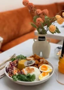 Authentic Indonesian dishes including rendang, sambal, and rice served at THIS IS BALI in Ubud