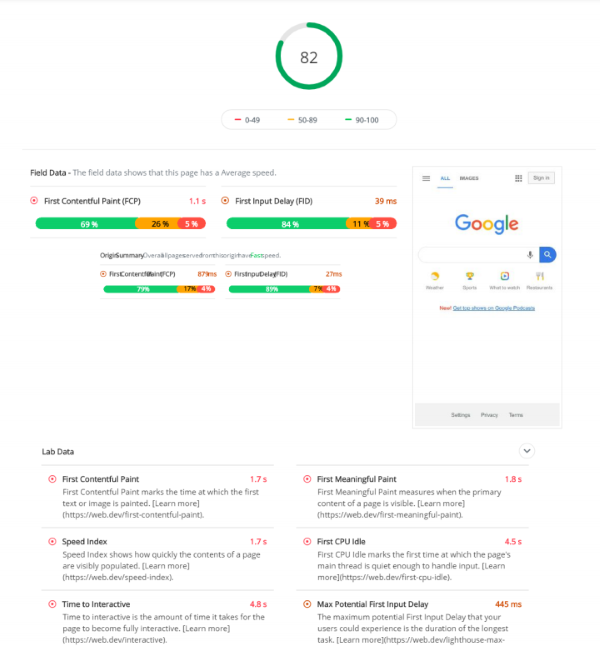 free seo analyser mobile speed