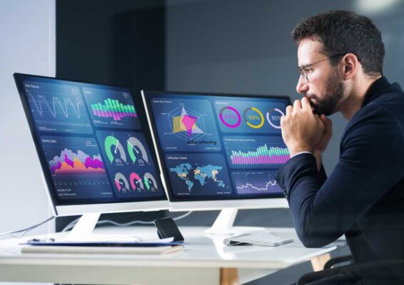 man reviewing the graph results