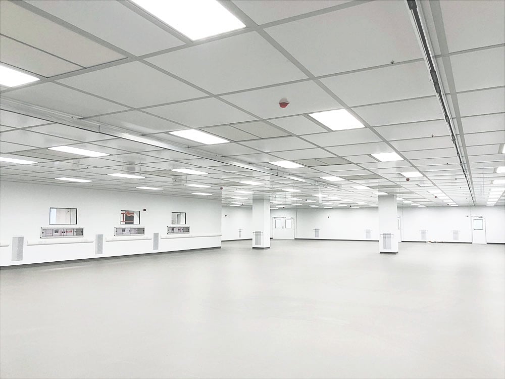 Life Sciences Cleanroom Cleanrooms - coated walls, ceiling, floor, flush-fit windows and doors