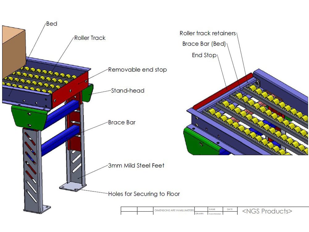 Conveyor system design - roller track with end-stop