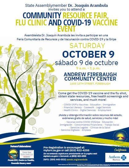 Feria de Recursos Comunitarios en Firebaugh 9 Octubre