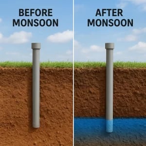 Groundwater Levels Before and After Monsoon Impacts on Borewells