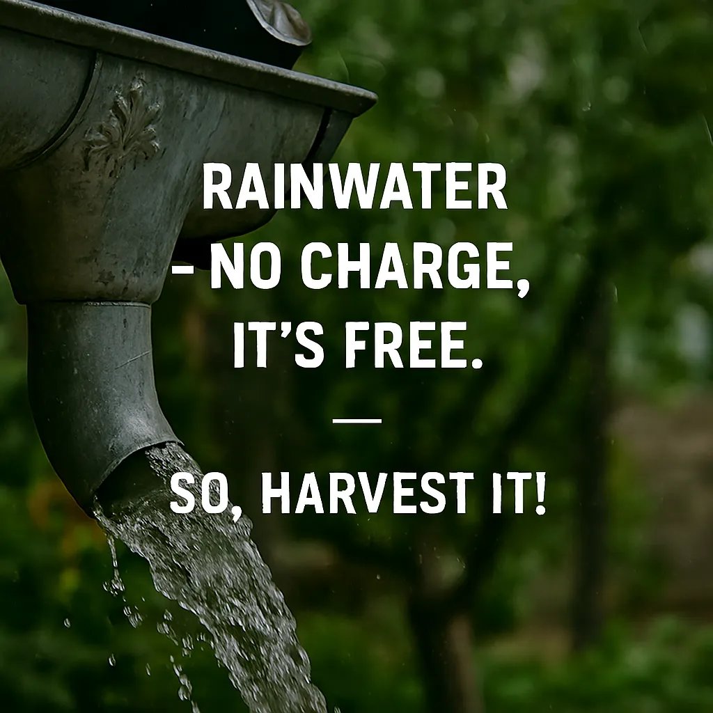 rainwater it is free, harvest it