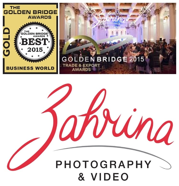 2015 GOLDEN BRIDGE BUSINESS AWARDS - Women In Business GOLD AWARD WINNER - Zahrina Photography + Video