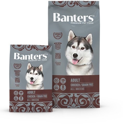 Banters Adult Chicken Grain Free es un alimento completo elaborado sin cereales para perros adultos de todas las razas desde los 12 meses de edad, adecuado para perros con intolerancias o alergias a los cereales.
