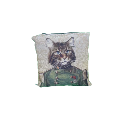 CHACON Cojin Confort Bordado Gato Coronel 45x45 cm