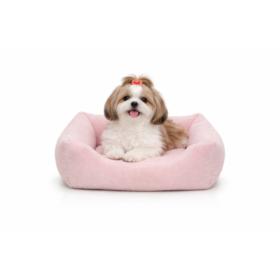 CHACON Cama Cuadrada Confort Pelo Rosa Palo