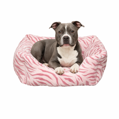 CHACON Cama Cuadrada Coralina Cebra Rosa cama perros gatos fabricada en Espa&ntilde;a