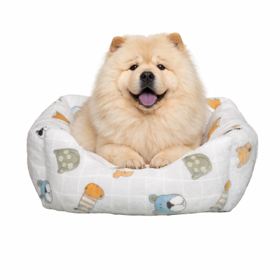 CHACON Cama Cuadrada Coralina Gris Perritos