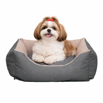 CHACON Cama Cuadrada Loneta Gris - Marr&oacute;n cama perros gatos fabricada en Espa&ntilde;a