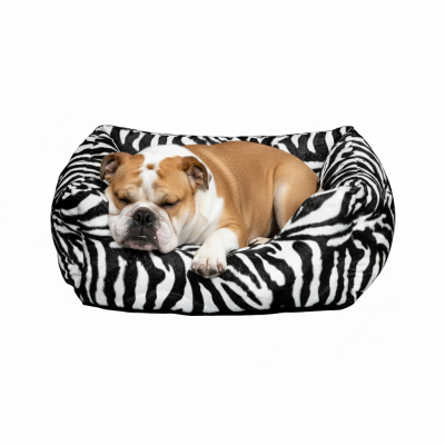 CHACON Cama Cuadrada Confort Pelo Cebra Negra cama perros gatos fabricada en Espa&ntilde;a