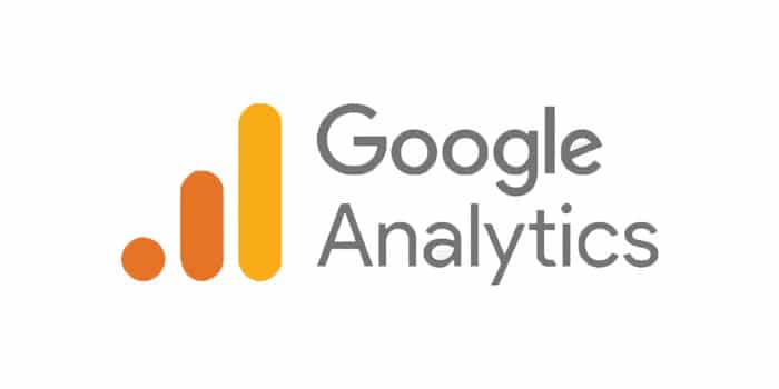 Google Analytics-logotyp med tre orange vertikala streck och texten "Google Analytics.